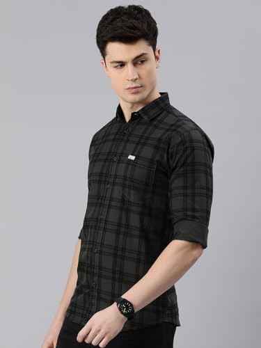 Image of Majestic Man Men Small Checkered Slim Fit Cotton Casual Shirt