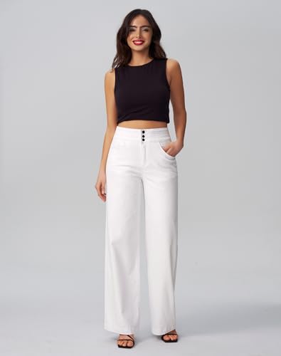 Image of roswear Women's Wide Leg Jeans Casual High Waisted Stretch Baggy Loose Denim Pants