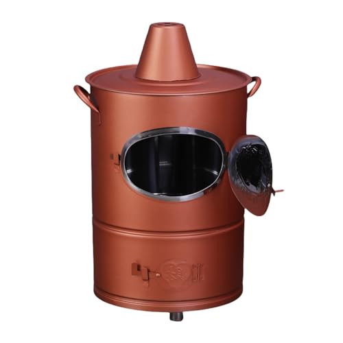 Incinerador para exteriores, quemador de basura de acero inoxidable con diseño de puerta lateral, asas antiquemaduras, rejilla y gancho para quemar basura y hojas
