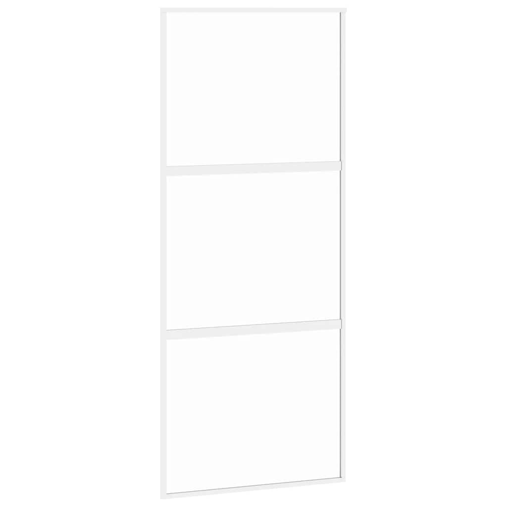 Vidaxl Sliding Door Interior Barn Door White Tempered Glass And Aluminium