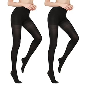 Womens Opaque Slimming Tights -High Waist Tummy Compression Pantyhose with Control Top…
