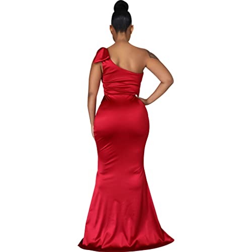 Image of FairyLove Women's One Shoulder Sleeveless Formal Ruched Bodycon Fashion Dress Belted Cocktail Dresses