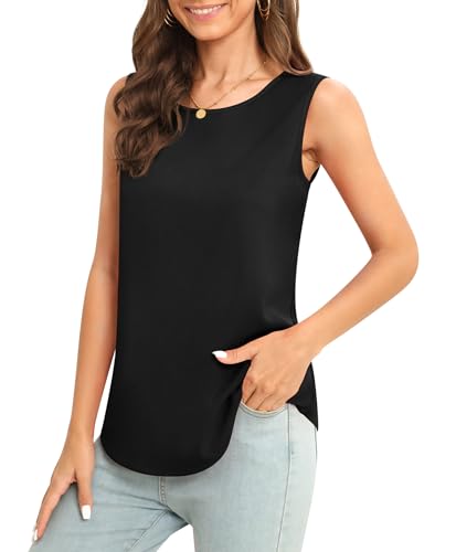Image of Women's Sleeveless Chiffon Tank Top Business Casual Blouse Tunic Top
