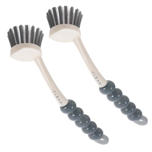 BESTYASH 2Pc Pot Brush Plastic Bristles Cleaning Brush for Kitchen Ware Long Handle Dish Washing Tool for Easy Gripping and Cleaning