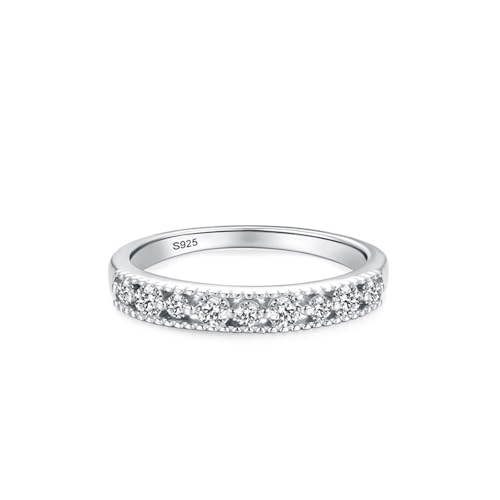 Bague pierre argent 925 femme ronde | Alliance zircone cubique blanche style chic