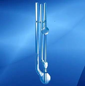 ABG BOROSILICATE GLASS VISCOMETER SUSPENDED LEVEL SHORTENED FROM BS/IP/SL WITH CENTER SUPPORT. Size :- 5. Viscosity Range :- 60-300