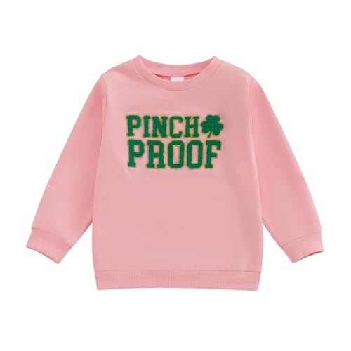 Baby Boy Girl Cute Long Sleeve Crew Neck Shamrock Embroidery Sweatshirt Toddler St Patricks Day Outfits