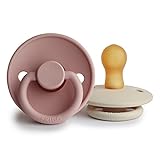 FRIGG Natural Rubber Baby Pacifier | Made in Denmark | BPA-Free (Blush/Cream, 0-6 Months)