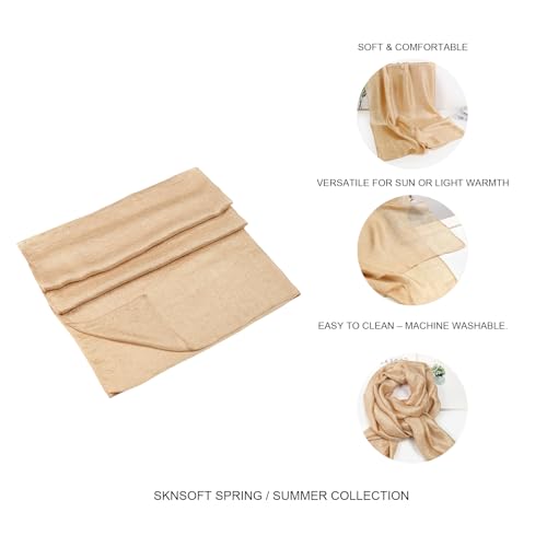 Lightweight Solid Printed Plaid Fashion Scarf for Women for Spring and Summer3