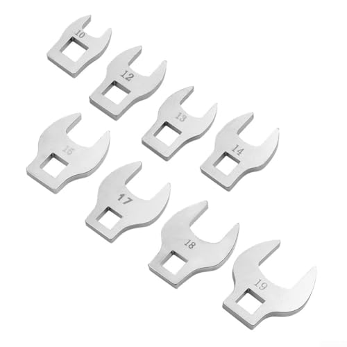 Gdfnmogo Juego de llaves de pata de gallo de 3/8 pulgadas, 8 llaves métricas de pata de cuervo, llaves de extremo abierto en tamaños métricos 10 19 mm para uso mecánico