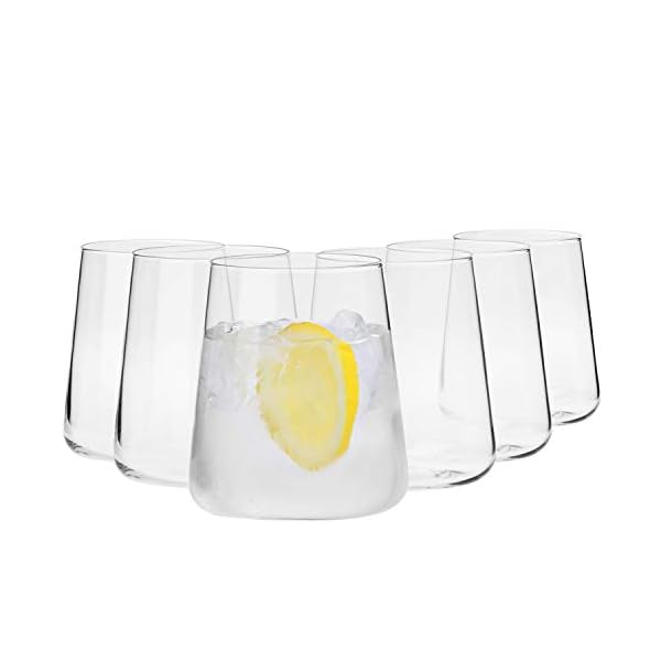 Krosno Water Juice Drinking Glasses | Set of 6 | 12.9 oz | Avant-Garde Collection | Crystal Glass | Perfect for Home Restaurants and Parties | Dishwasher Safe | Git Idea | Made in Europe