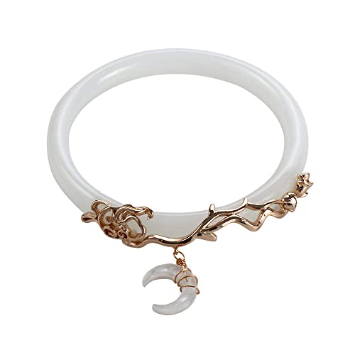 Love Between Fairy And Devil Vintage Elegant Imitation Jade Bracelet Exquisite Lovely Moon Pendant Fashion Jewelry Women Bangle