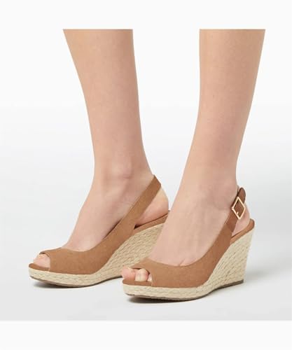 Image of Juliet Holy Womens Wedge Sandals Peep Toe Espadrilles Platform Ankle Strap Slingback Comfort Summer Dressy Shoes