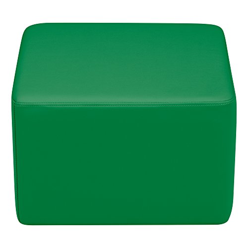 Image of Sprogs 12 inch H Structured Cube Stool -Flexible Modular Collaborative Soft Seating for Office, Home, Lounge and School Classrooms with Durable Frame & Set of 6 inch Legs Add-on -Green