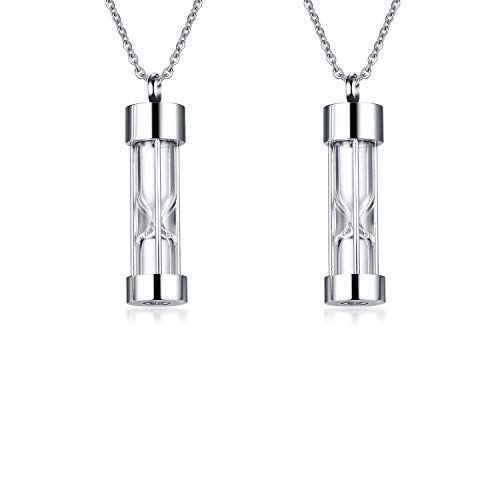 VNOX Memorial Jewellery Stainless Steel Glass Hourglass Shapes Urn Cremation Pendant Necklace,Gold Plated