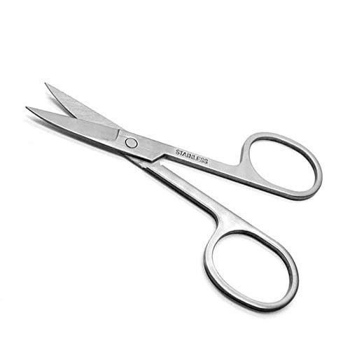 Ghelonadi Manicure Scissors Stainless Steel Curved Eyebrow Trimmer Eyelashes Nose Hair Nail Cutter Makeup Tools (1 PCS Steel Scissor)