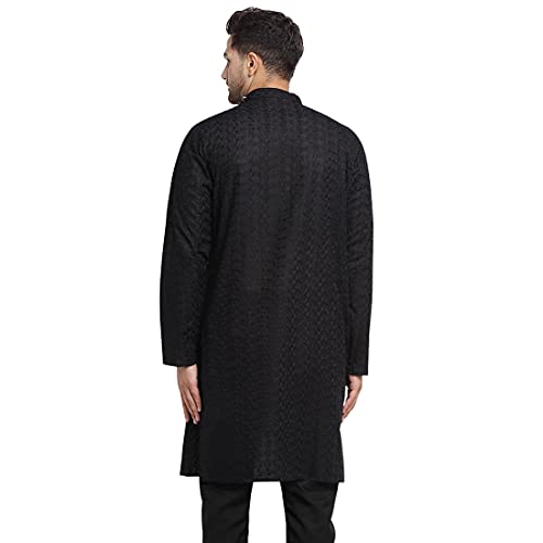 Men Chikankari Floral Embroidery Kurta Indain Wedding/Party Wear/Festival/Casual Cotton Kurta2