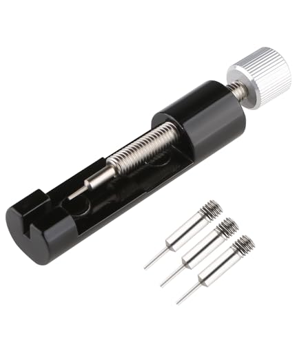 Lafefe Watch Link Removal Tool for Strap Adjustment And Replacement Watch Strap Removal Tool With 3 Extra Pins for Strap Adjustment Portable Watch Pin Removal Tool - Black