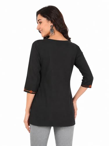 Image of Women's Pure Cotton Embroidered Short Kurtis