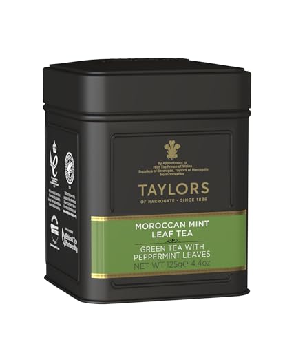Image of Taylors of Harrogate Moroccan Mint Green Tea Loose Leaf, 4.41 Ounce Tin (Pack of 2)
