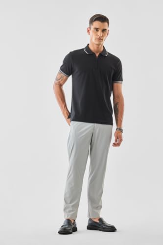 Image of SNITCH Men Trousers | Slim Fit Mid Rise Solid Design | Rayon Blend with Medium Stretch & Smooth Texture | Button & Zip Closure for Casual & Office Wear