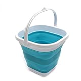 [page_title]-SAMMART Super Mini Square Faltbarer Plastikeimer - Faltbare quadratische Wanne - tragbarer Wassereimer zum Fischen - platzsparender Outdoor-Wassertopf (Hellblau)