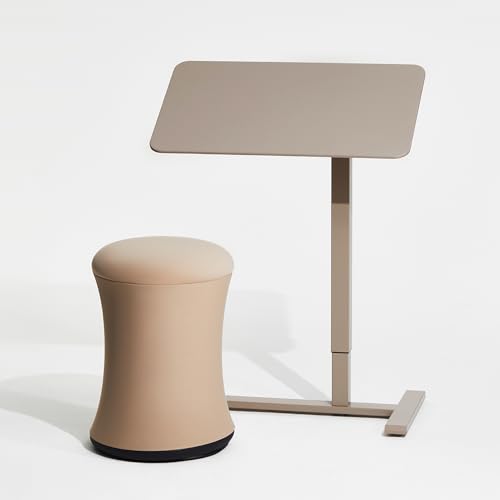 Image of TopJob AnyDesk Nest Pro Sit Standing Desk, Portable Folding Stand Desk with Hidden Wheels, Computer Workstations, Home Use, Couch Side Table, Bedside Table, Kitchen Prep Table, Cordless (Sand)
