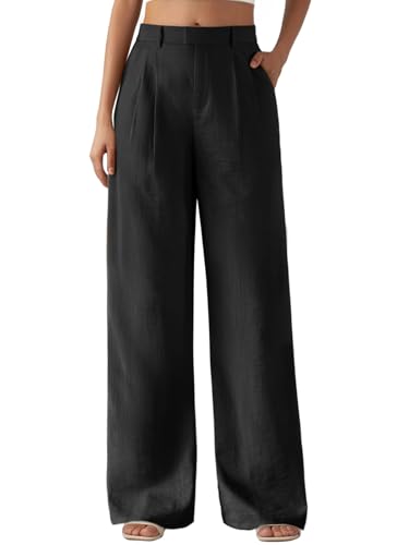 Feiersi Women's Wide Leg Pants Casual High Waisted Slacks Straight Dressy Pants Palazzo Trousers with Pockets3