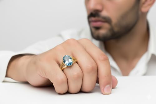 Image of 55Carat Choose Your Color Genuine Stone Ring 18K Gold Plated Oval Handmade Jewellery for Gift Sizes 4-13