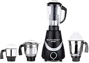 SilentPowerSunmeet Necklace 600W Mixer Grinder with 3 Stainless Steel Jars and 1 Juicer Jar (1 Wet Jar, 1 Dry Jar and 1 Chutney Jar), Black-Silver.Make in India(ISI Certified)