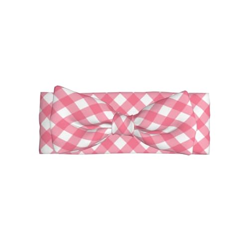 Pink Gingham Plaid Print Baby Girl Bows Headbands Baby Girls Newborn Headbands Infant Toddlers 0-6 Months