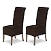 Produktbild SCHEFFLER-Home Stuhlhussen Stretch Lena / Stuhlhussen 2er Set braun/ Dehnbare Stuhlhussen Hochlehner als Stuhlabdeckung / Stuhlhussen Schwingstühle als Stuhl Überwurf / Stuhl Bezug waschbar