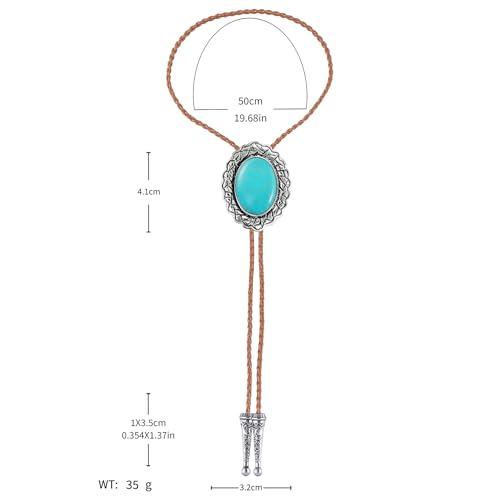 Image of Jeilwiy Bolo Tie for Men Real Stone Westwern Cowboy Ties Silver Bolos Women Leather Necktie Gift for Birthday Christmas