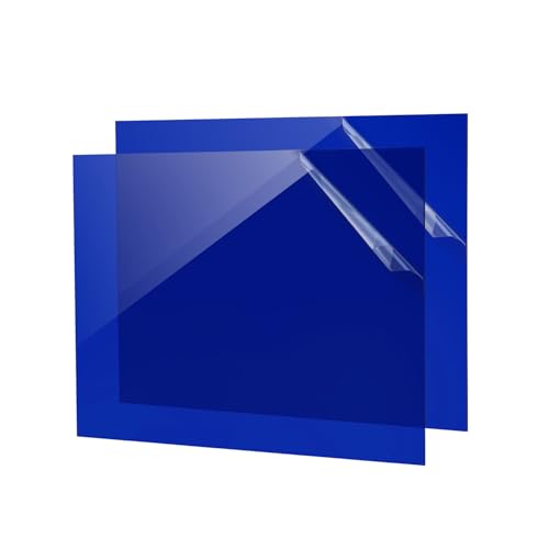 Image of Blue Acrylic Sheet 12 inch x 16 inch x 1 /8 inch, 2 Pack UU&FIL Glossy Translucent Colored Cast Plexiglass Sheets for Laser Cutting, DIY Display Projects, Wall Decor, Signs, Crafts, Easy to Cut and Engrave