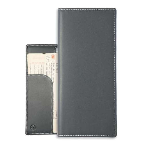 Travel Document Organizer Capacious RFID Passport Holder Wallet Genuine Leather Travel Wallet with Smart Tracker Slot(Gray)