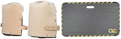 Custom Leathercraft CLC 313 Heavy Duty Leather Kneepads with Double Thick Lining & 303 Large Shock Absorption Kneeling Pad, 16 x 28-Inches