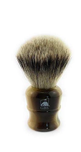 G.B.S Silvertip Badger Bristle Shaving Brush, Faux Horn Handle Extra Soft Bristles