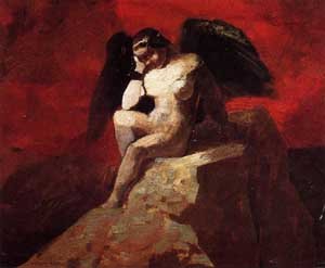 Peinture à l'huile Angel in Chains 1875 par Odilon Redon en reproduction 30x36 pouces
