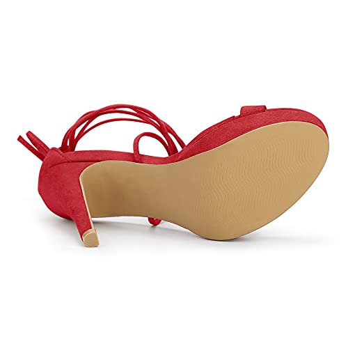 Allegra K Allegra K Women's Platform Stiletto Heels Lace Up Red Sandals 7.5 M US