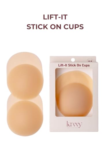Image of Krvvy Lift-It Stick On Cups | Silicone Bra Uplifter Cups | Reusable Upto 50 Times | Invisible Breast Lift Cups | Skin- Friendly Adhesive | Upto 12 Hrs Hold