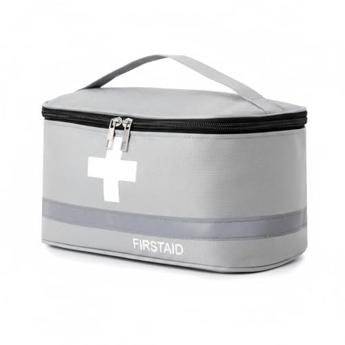 Romon Medikamententasche, Reiseapotheke Tasche Wasserdicht, Tragbar Medizin Aufbewahrungstasche für Home Office, Große Medikamententasche Reise, Grey