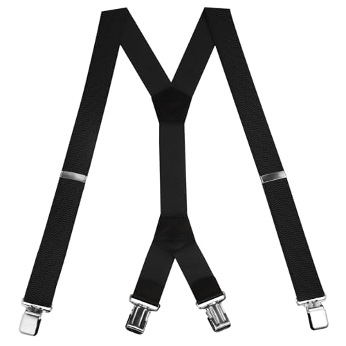 Buyless Fashion Heavy Duty Textured Suspenders for Men - 48