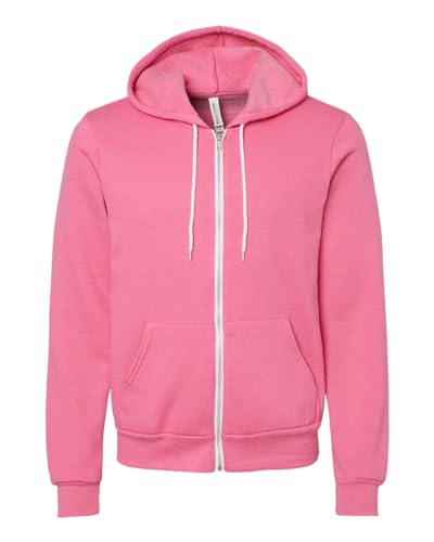 Unisex Poly-Cotton Fleece Full-Zip Hooded Sweatshirt - HTHR CHARITY PNK - L