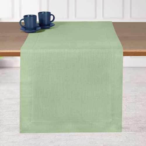 D'Moksha Homes Linen Table Runner 92 CM, 100% Pure Linen Sage Green Small Table Runner 36 x 92 cm for Dresser Coffee Tables