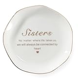 YZMICSTAR Sister Gifts from Sister Ring Dish Tray, for Sister - Sister Will Always Be Connected by Heart Jewelry Dish Birthday Wedding Valentines Gifts for Sister
