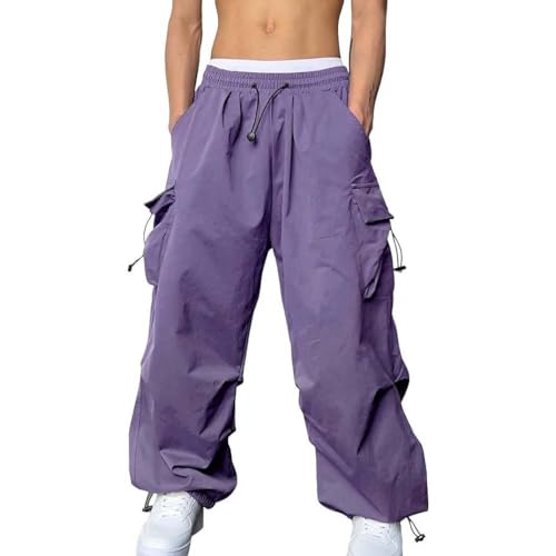 Pantalon cargo homme avec cordon de serrage style parachute ample
