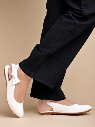 Image of Shoetopia Women's Pointed Toe Flats with Side Bow Stylish & Comfortable ||Slingback Ballet Shoes for Casual & Party Footwear