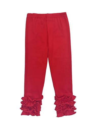 Bow Dream 2 Pack Girls Leggings with Ruffles Toddler Kids Stretchy Tights Pants Green Red Heart2