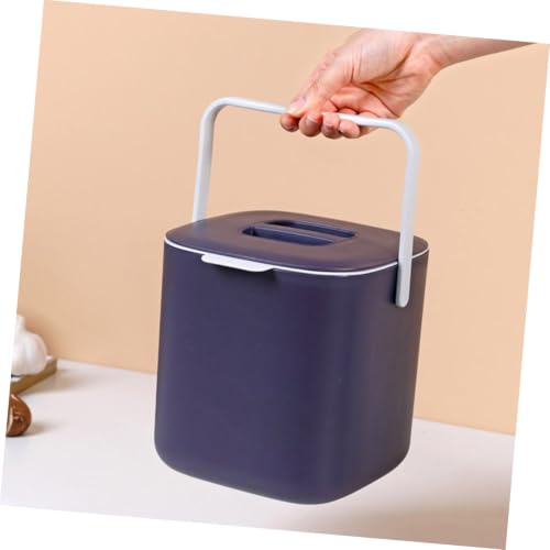 Caneca de basura plástica portátil con tapa y asa miniatura 4