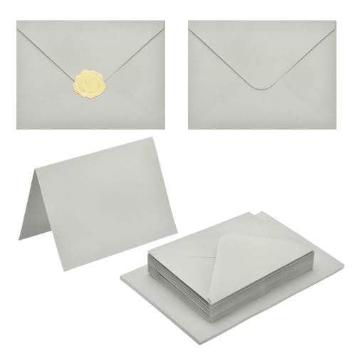 Enveloppes A6 grises anti-transparence avec cartes et stickers pour invitations sans stress